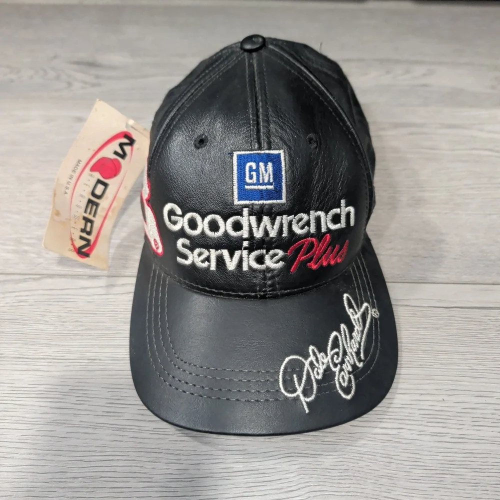 Vintage Modern Headwear‎ Hat Black Leather Dale Earnhardt GM NASCAR Racing USA